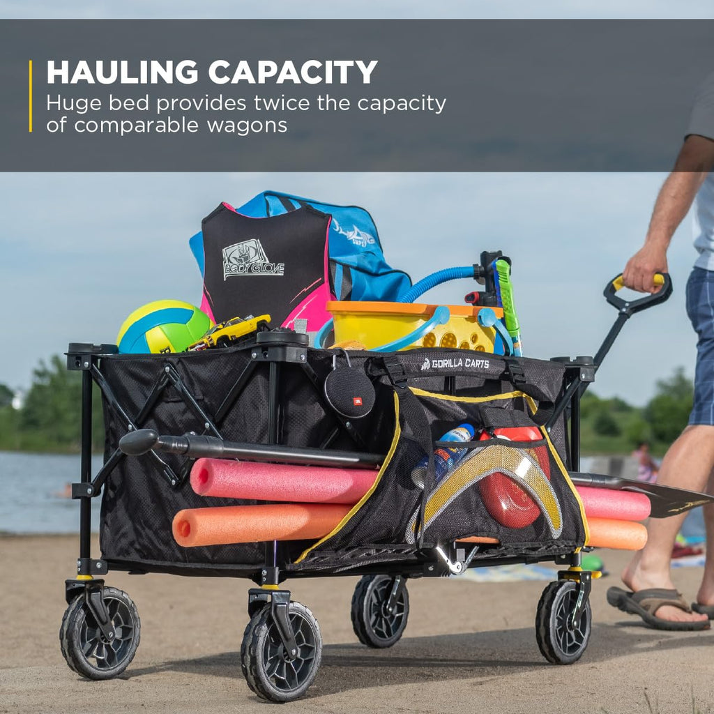 Collapsible Folding Outdoor Utility Wagon, 7 Cu Ft, Black U358968