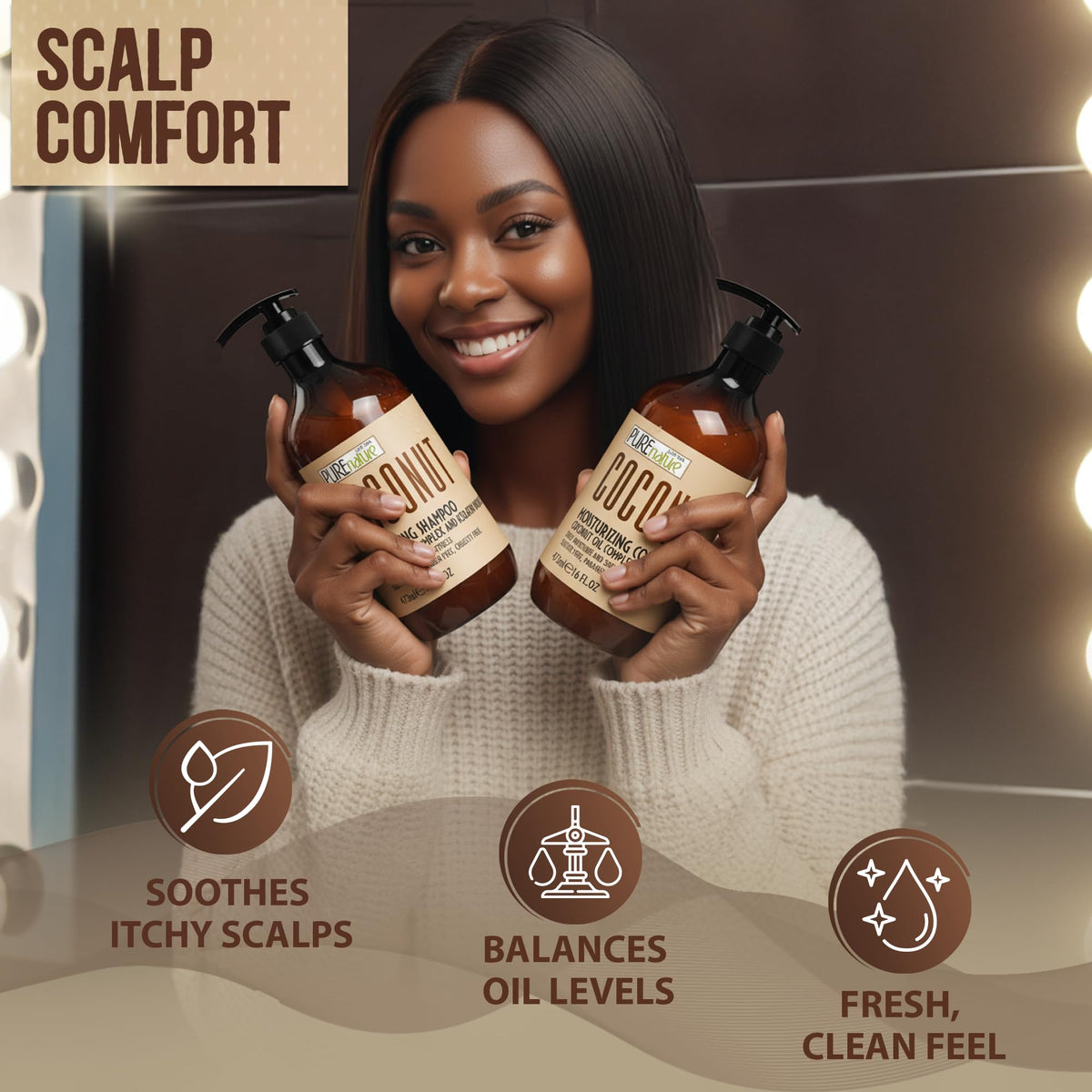 Sulfate Free Coconut Shampoo and Conditioner Set 16 Fl Oz O14656