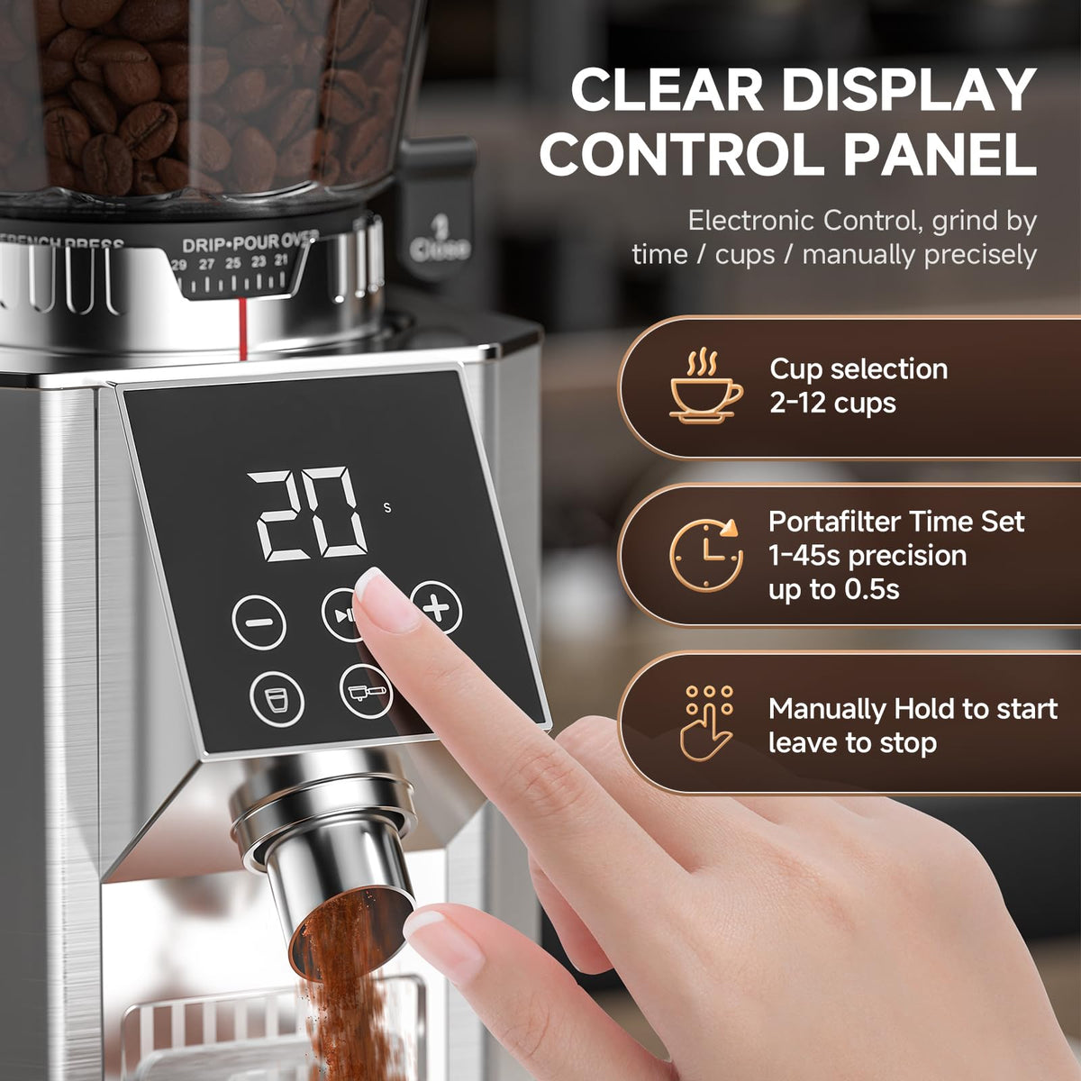 Conical Burr Coffee Grinder with 45 Grind Settings C463786