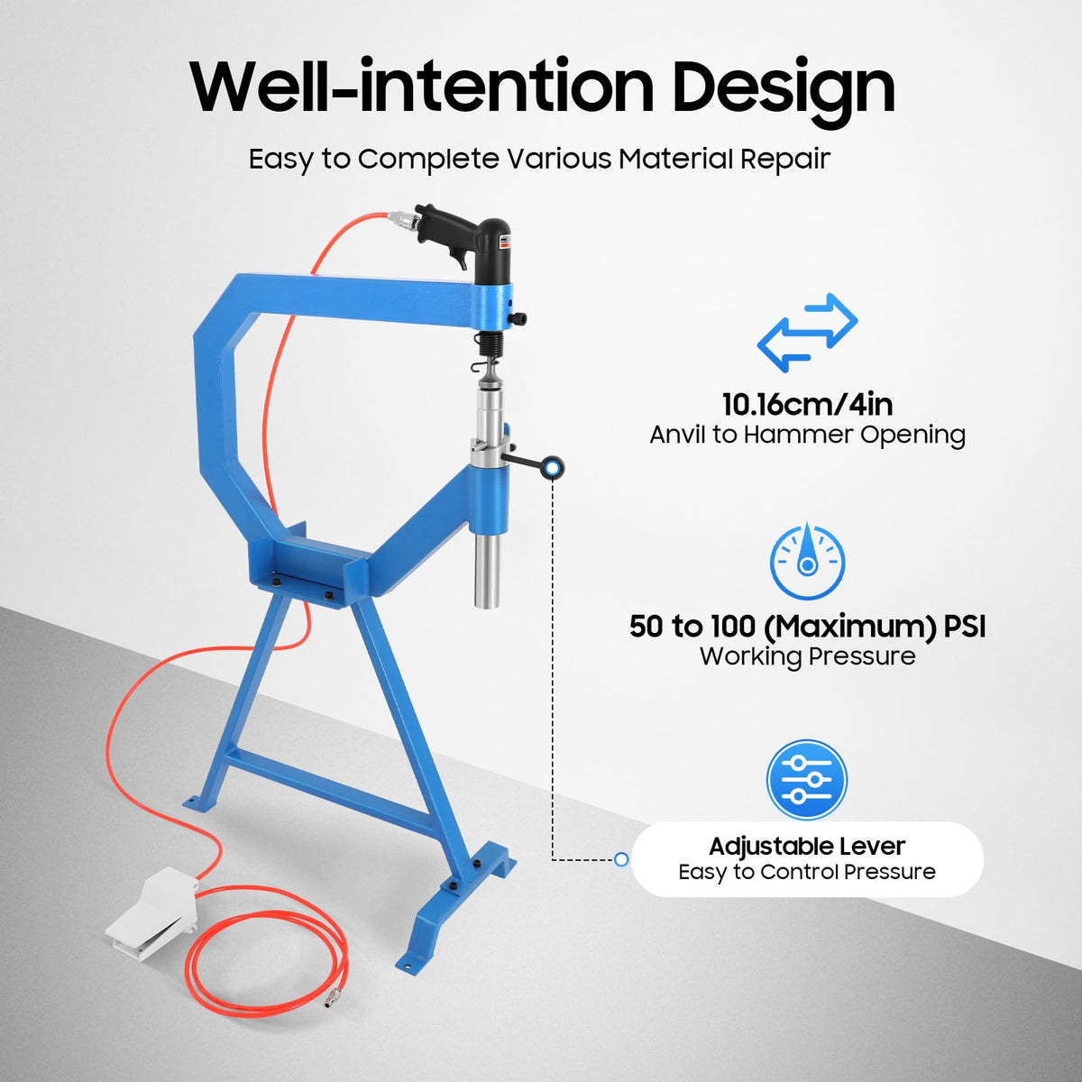 Pneumatic Planishing Hammer with Pedal & Stand O740
