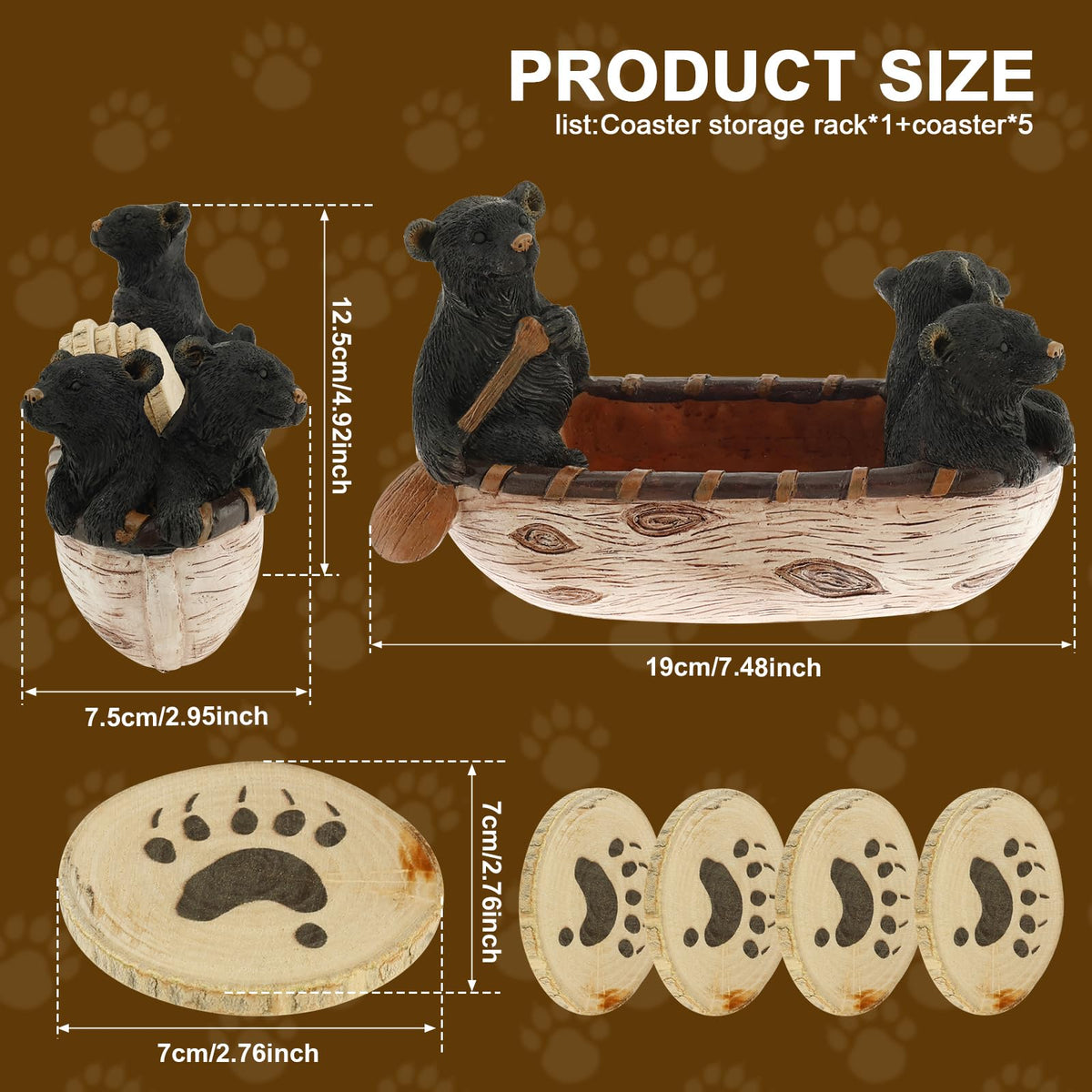 Black Bear Coasters Set of 5 M7389