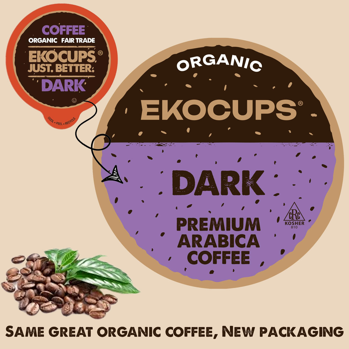 Organic Dark Roast Coffee Pods, 40 Recyclable Capsules S7671