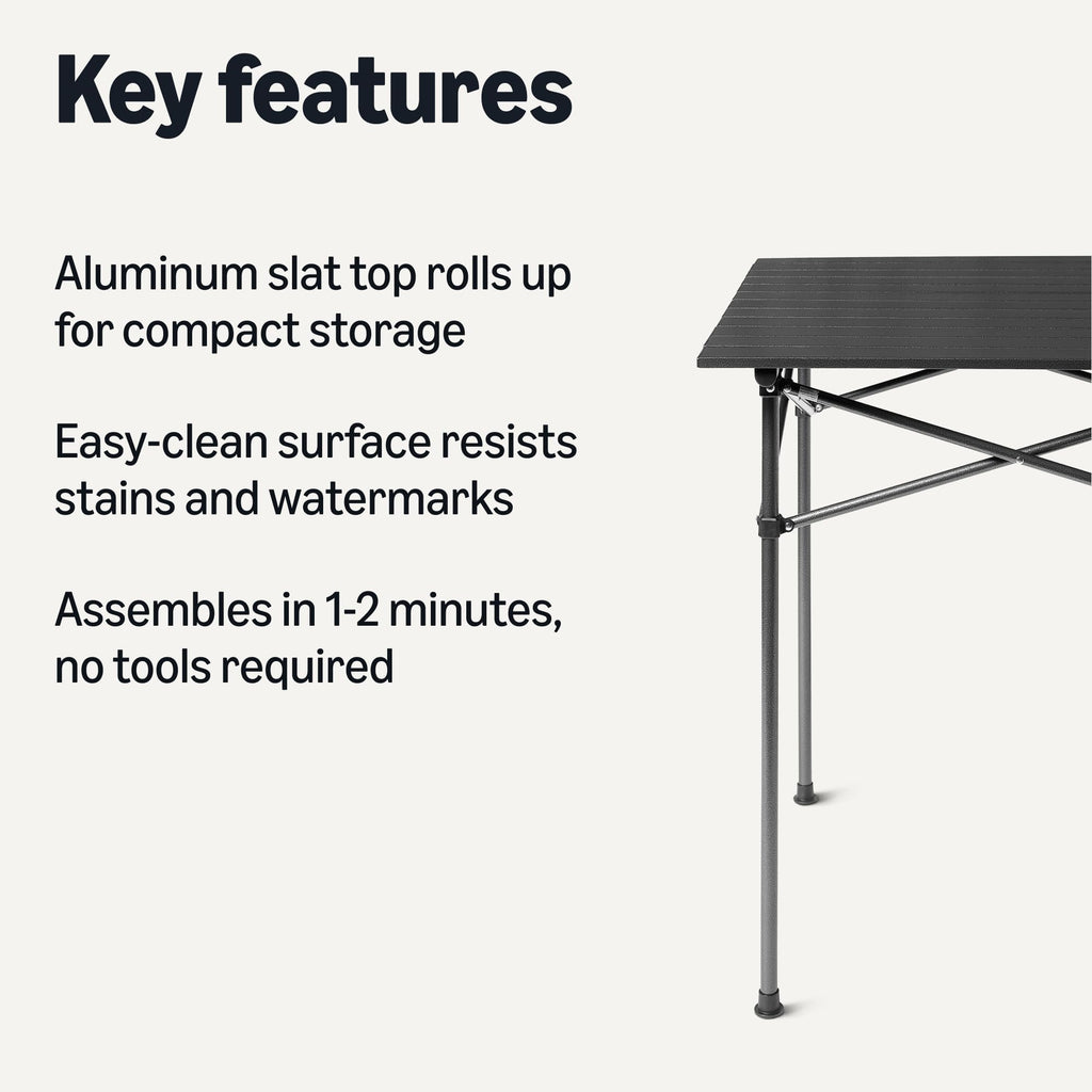 Portable Camping Table with Aluminum Roll-Up Top I945