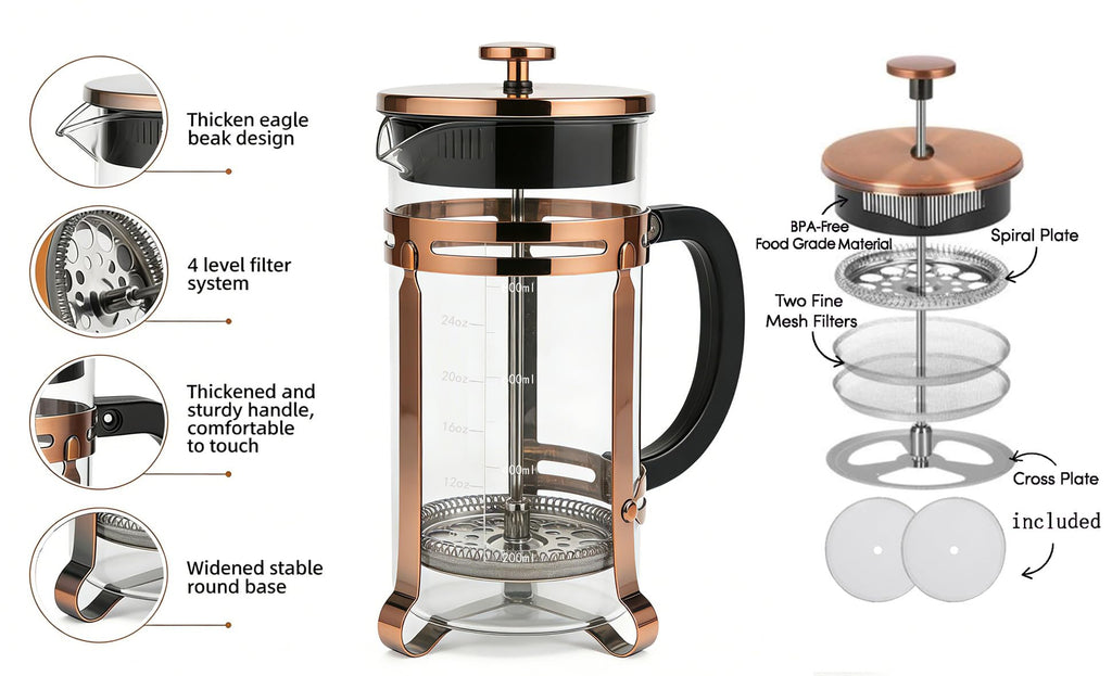 21oz Stainless Steel Glass French Press A2345