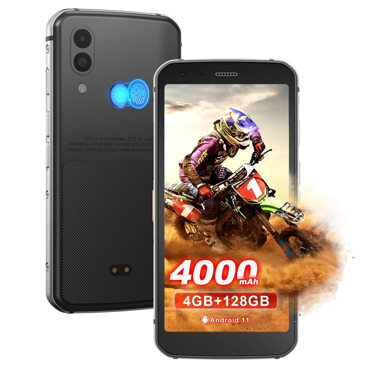 Unlocked Rugged Cell Phone 128GB IP68 Waterproof Android Smartphone Black X5568