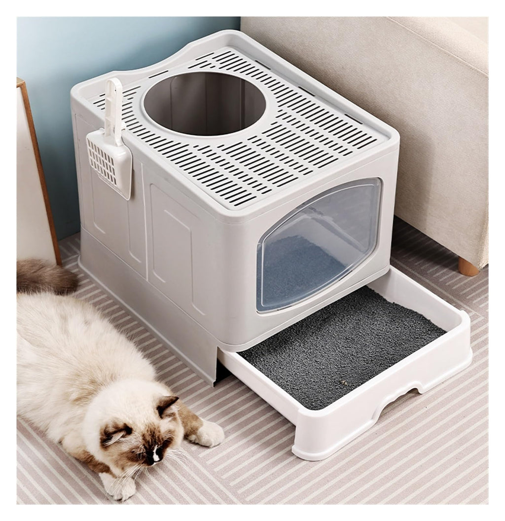 Foldable Cat Litter Box with Lid Q119