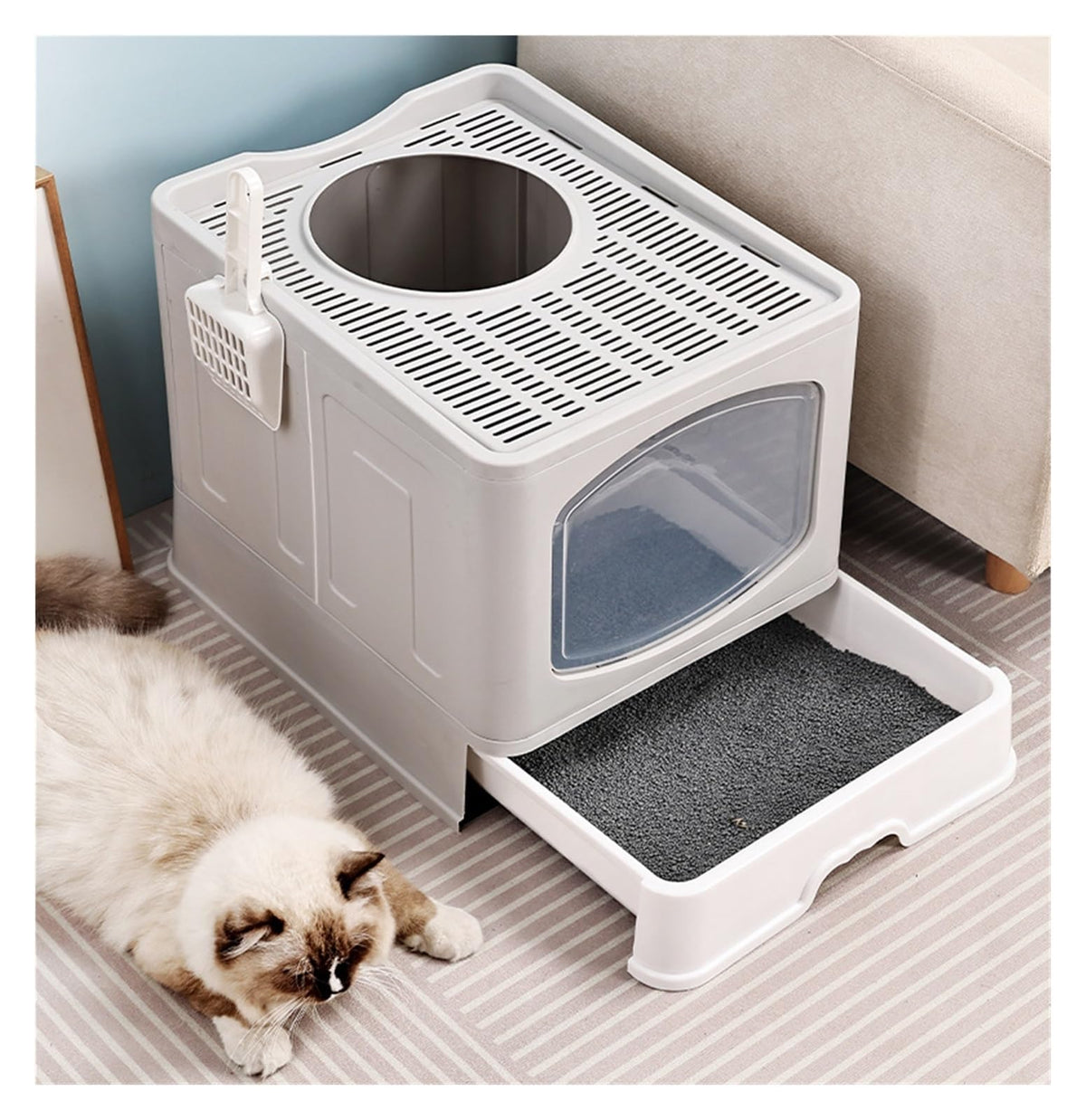 Foldable Cat Litter Box with Lid Q119