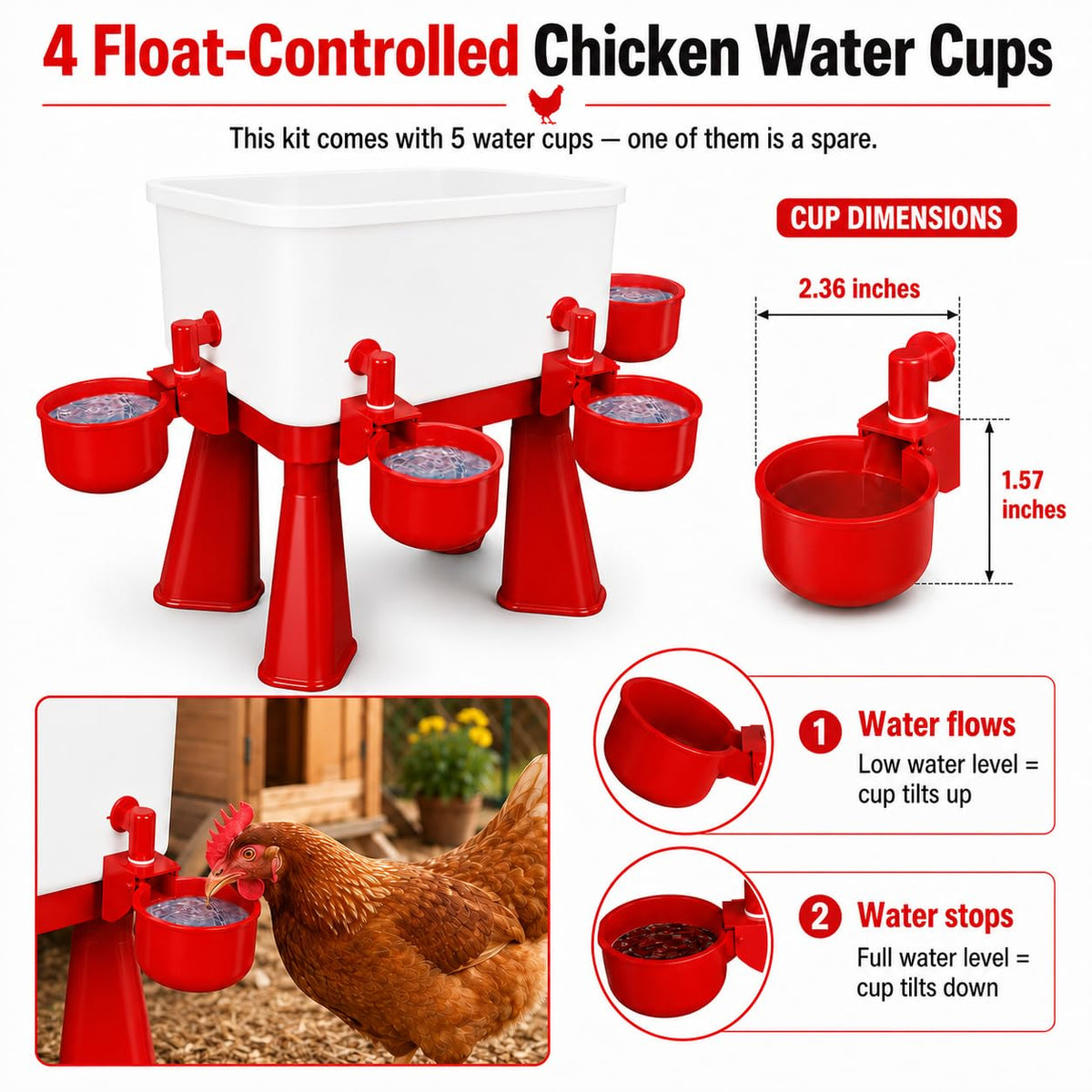 3 Gallon Chicken Waterer with 10 Cups L981