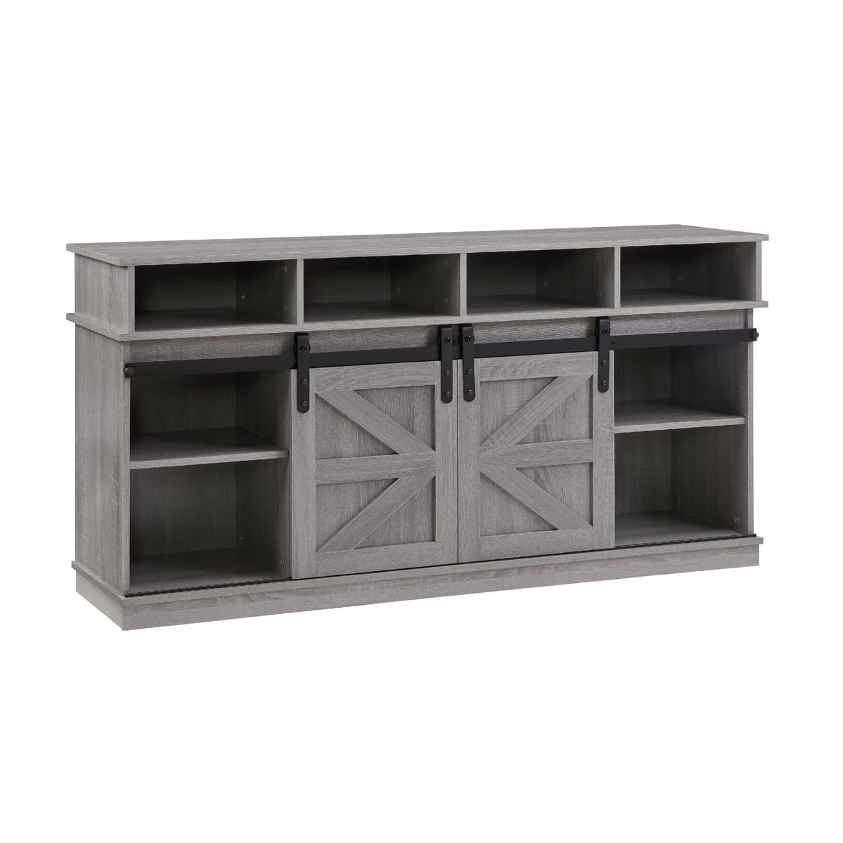 58" Grey Wood TV Stand with Sliding Barn Doors O37507