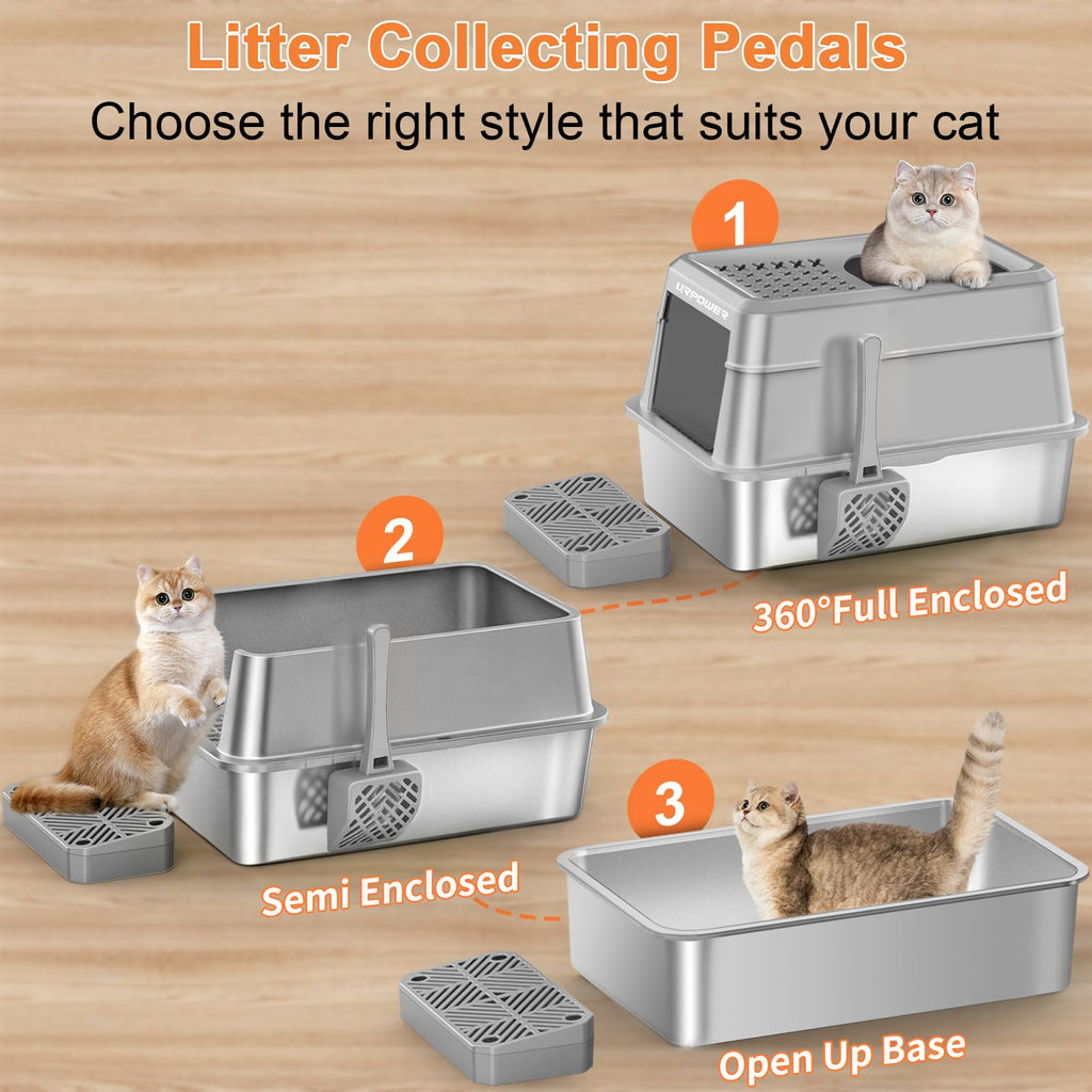 Extra Large Stainless Steel Litter Box with Lid O635