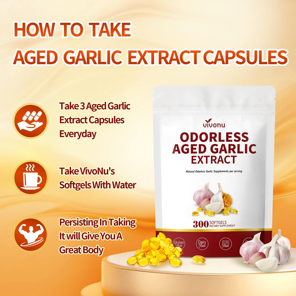 Odorless Gluten Free Aged Garlic Extract Capsules 300 Softgels B554552