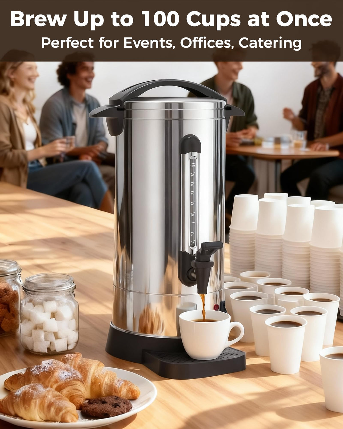 100-Cup Commercial Coffee Urn 15L Stainless Steel Percolator Y95993