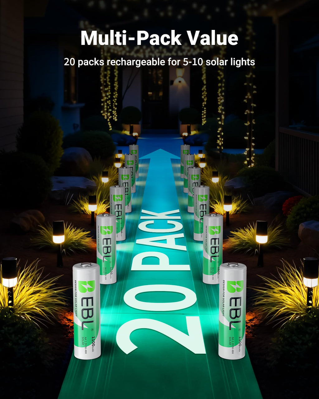 Solar AA Batteries 20 Pack L956