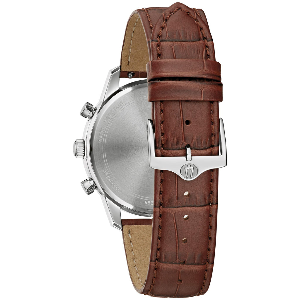 Chronograph Blue Dial Brown Leather Strap Watch 41mm N6994