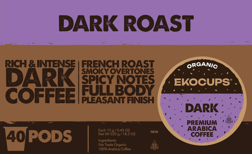 Organic Dark Roast Coffee Pods, 40 Recyclable Capsules S7671