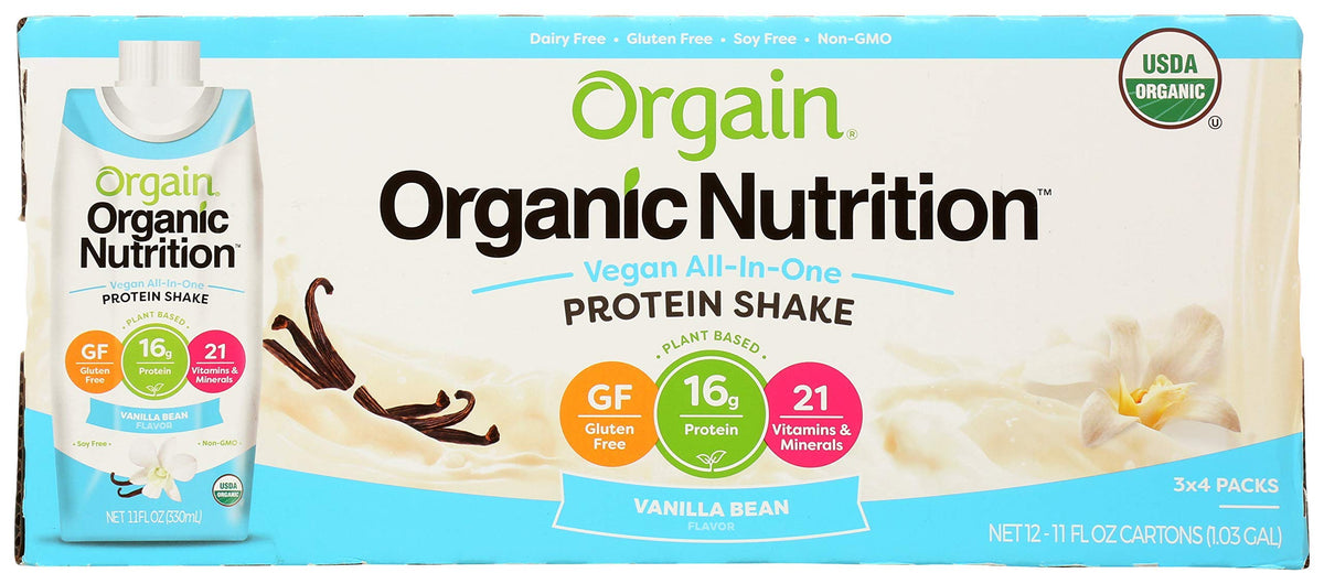 Organic Vegan Plant Based Nutritional Shake Vanilla Bean 11 Ounce 12 Count D4270