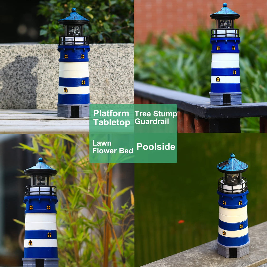 Solar Powered Lighthouse Decor with Rotating Beacon I142022