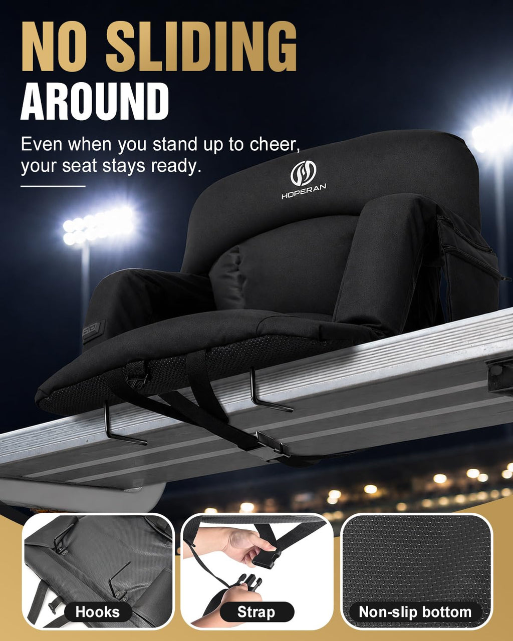 Black Heated Stadium Seats for Bleachers U13010