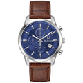 Chronograph Blue Dial Brown Leather Strap Watch 41mm N6994