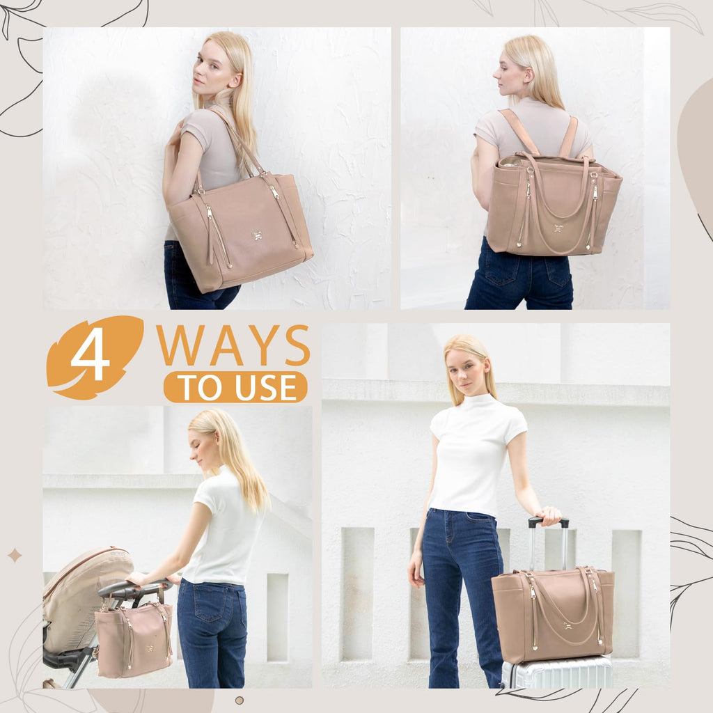 Leather Diaper Bag Backpack with Pacifier Case T659