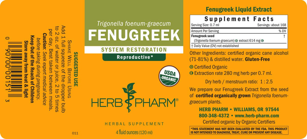Organic Fenugreek Liquid Extract 4 Ounce M971