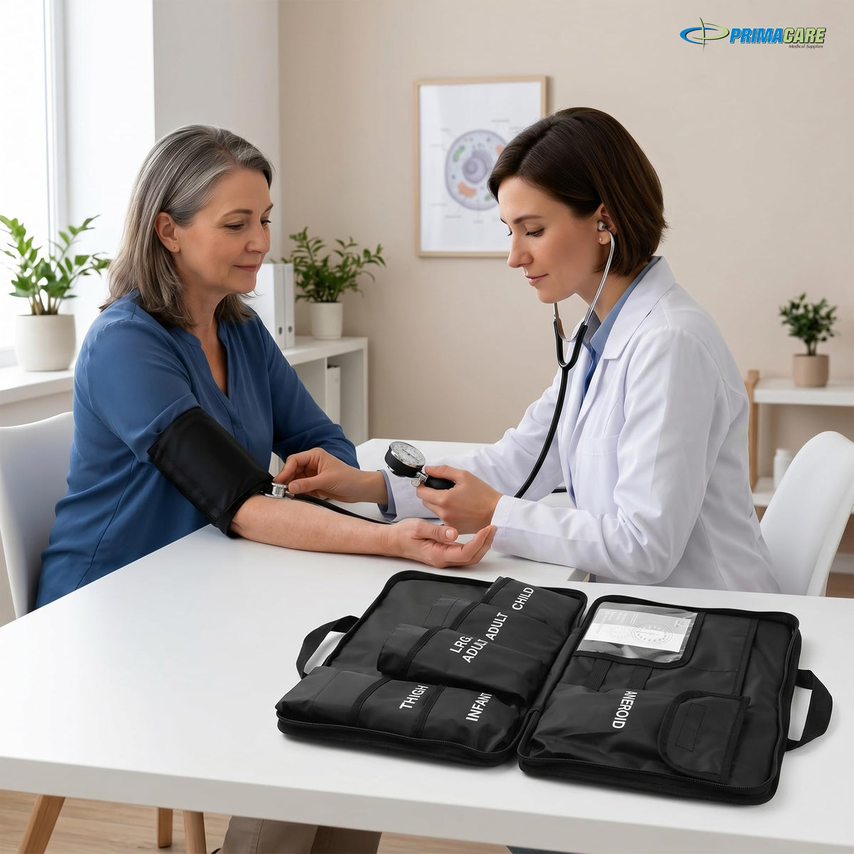 Aneroid Sphygmomanometer and Blood Pressure Cuff Set with 5 Sized Nylon Cuffs R840