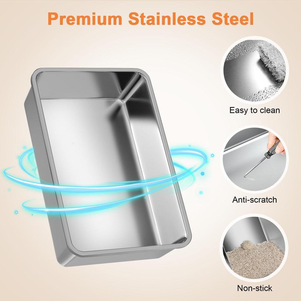 Extra Large Stainless Steel Litter Box with Lid O635