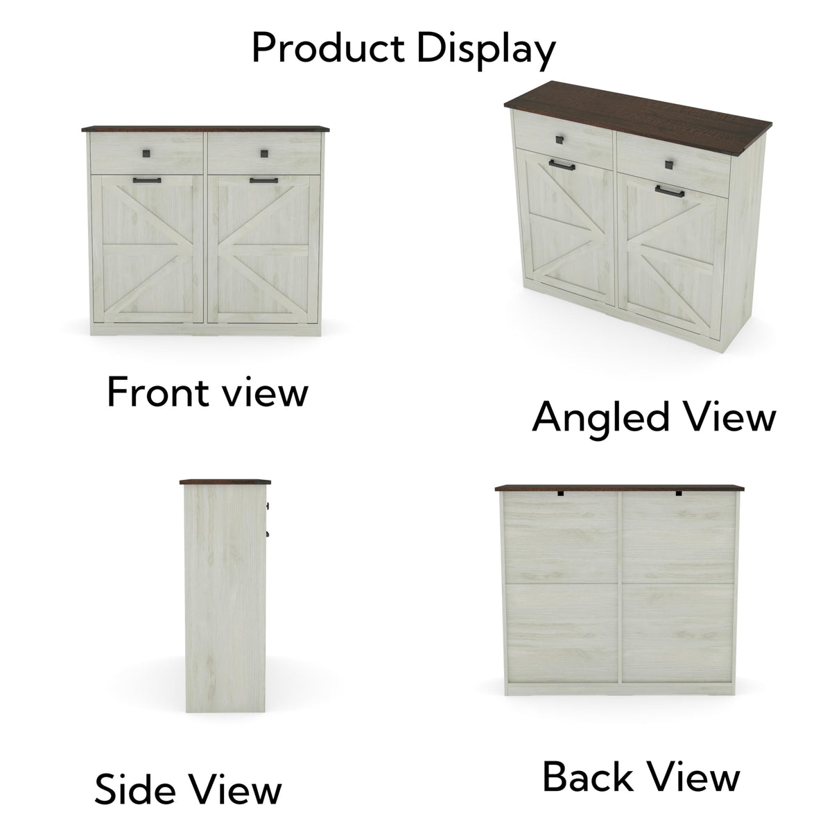 Antique White Double Tilt Out Trash Cabinet with 2 Drawers F42833
