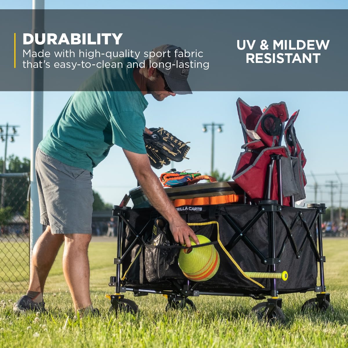 Collapsible Folding Outdoor Utility Wagon, 7 Cu Ft, Black U358968