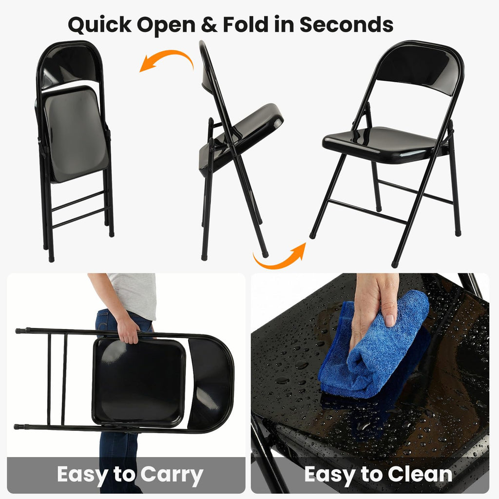 10 Pack Black Metal Folding Chairs F892318