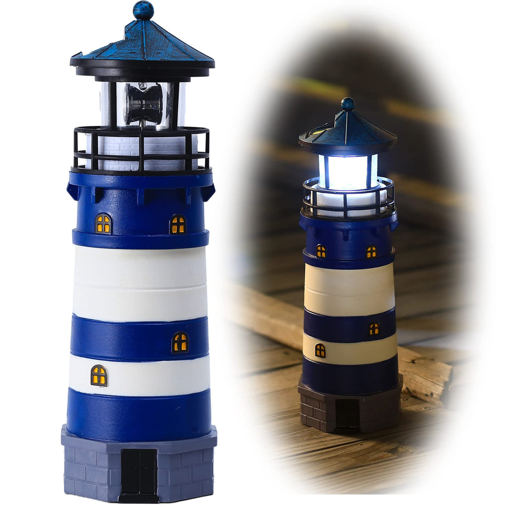 Solar Powered Lighthouse Decor with Rotating Beacon I142022
