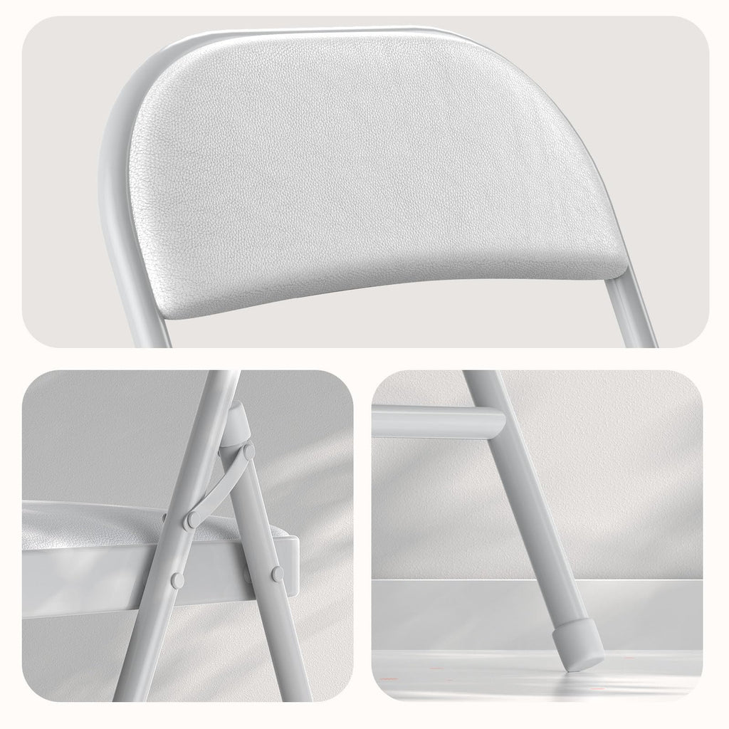 White Vinyl Padded Folding Chairs 4 Pack T73085