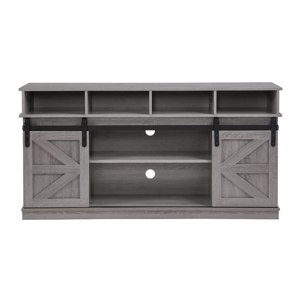 58" Grey Wood TV Stand with Sliding Barn Doors O37507