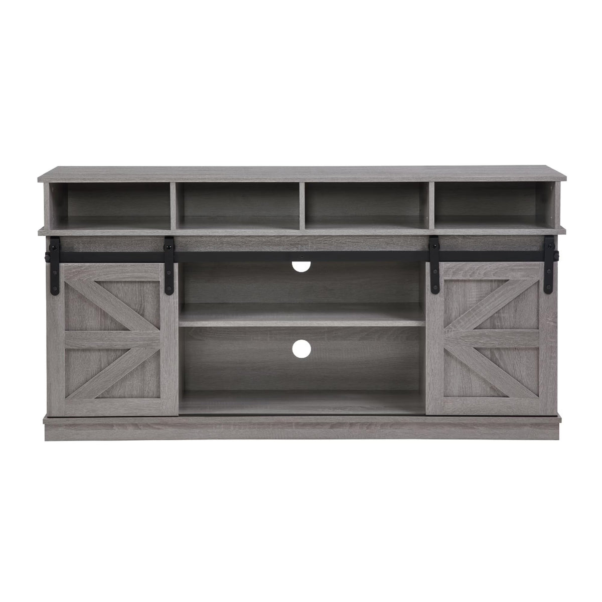 58" Grey Wood TV Stand with Sliding Barn Doors O37507