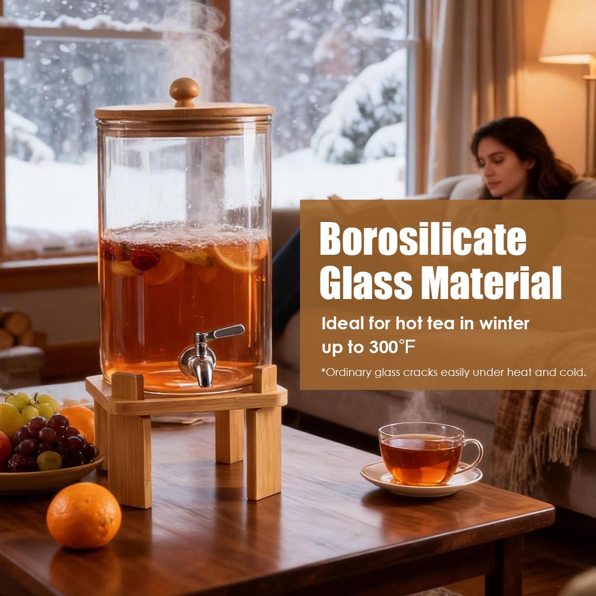 2.3 Gallon Glass Beverage Dispenser with Spigot E882762