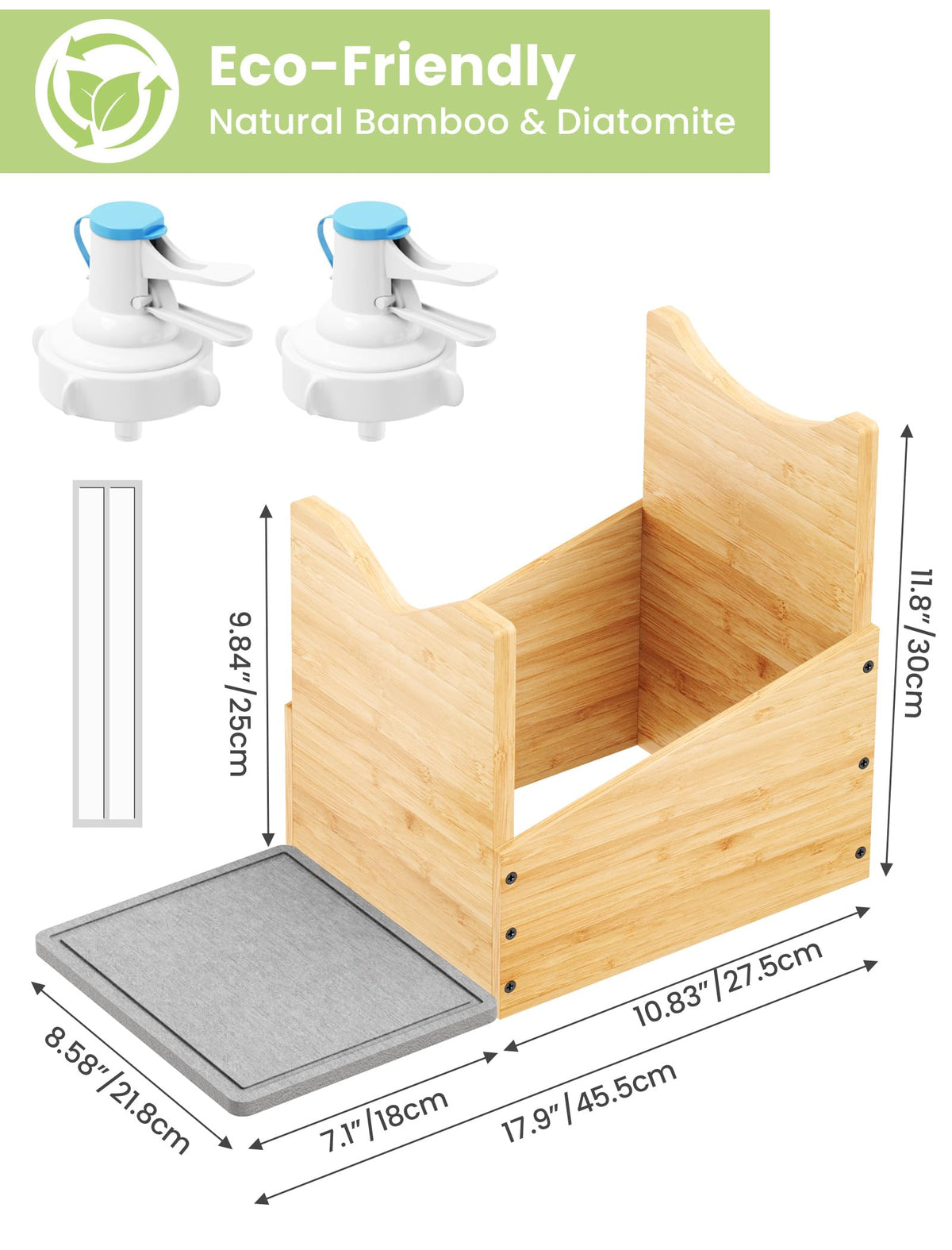 5 Gallon Wood Water Jug Stand with Diatomite O87097