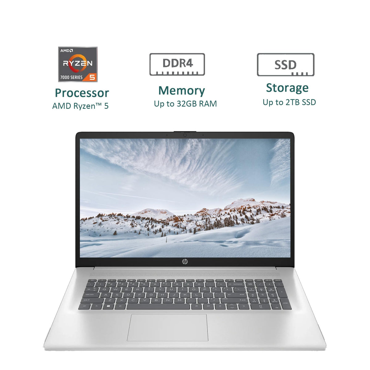 17.3" Full HD Laptop AMD Ryzen 5 16GB RAM 1TB SSD Natural Silver Q366714