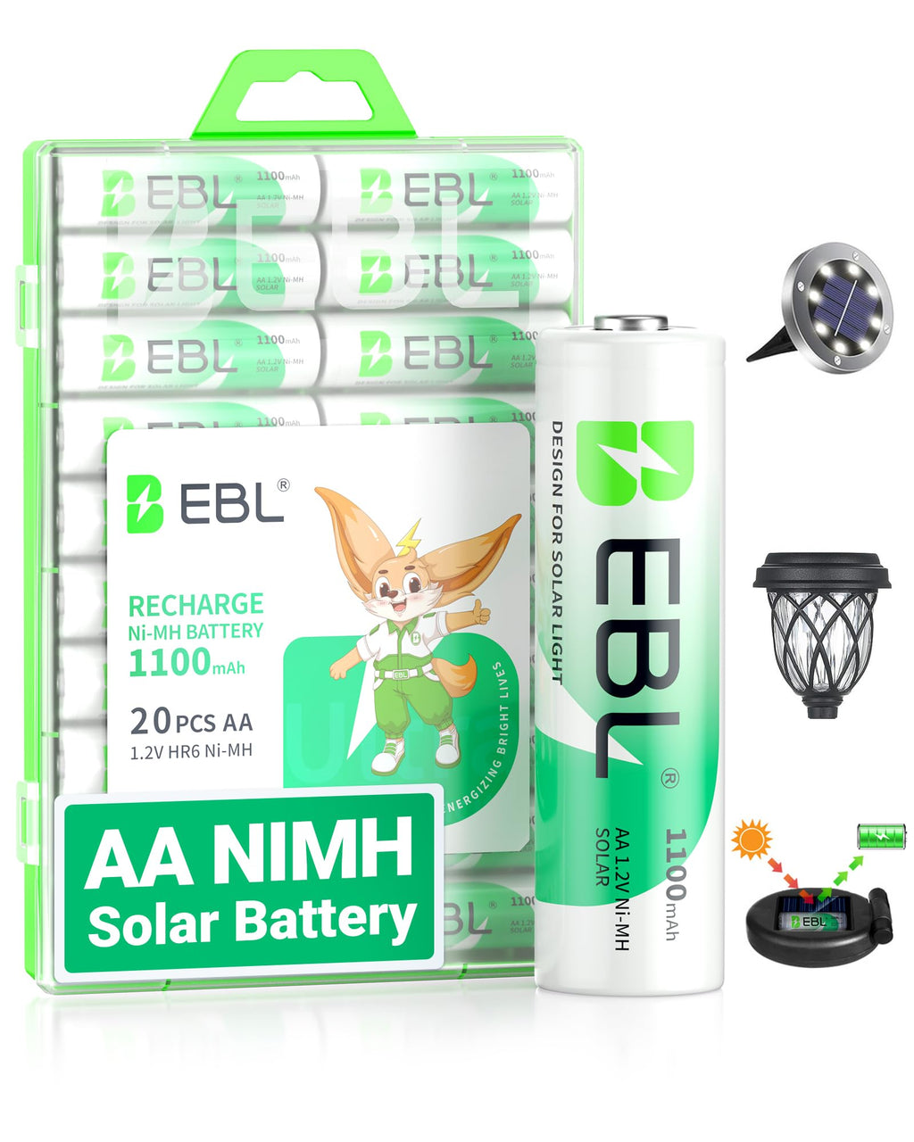 Solar AA Batteries 20 Pack L956