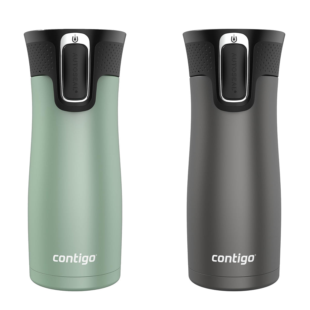 Leak-Proof Spill-Proof Insulated Stainless Steel Travel Mug, 16oz., 2 Pack W59734