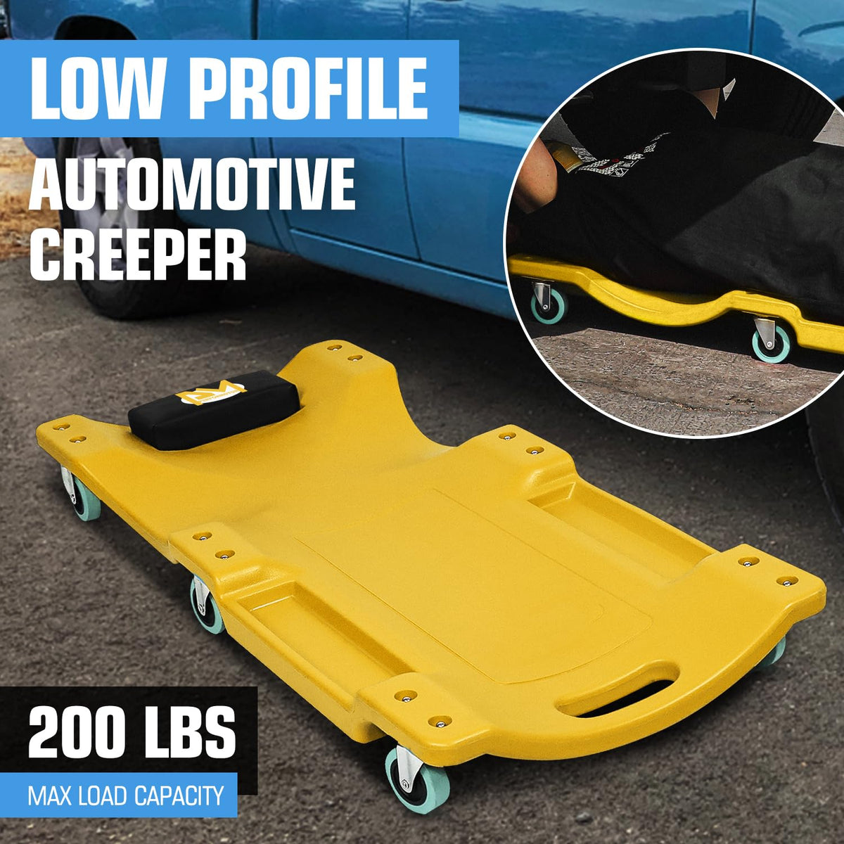 40 Inch Rolling Garage Creeper with Padded Headrest Y290740