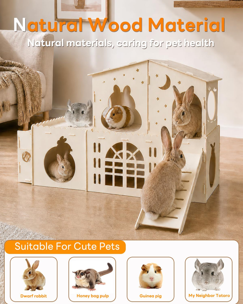 2-Story Wooden Rabbit House R89832