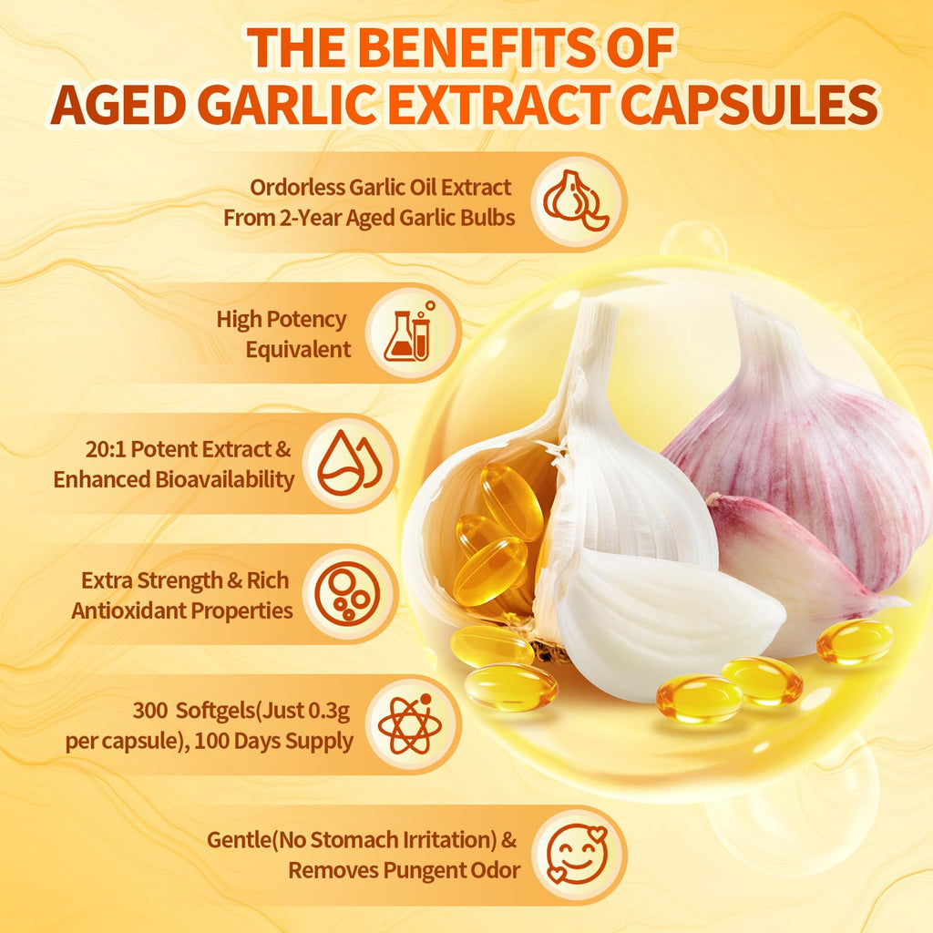 Odorless Gluten Free Aged Garlic Extract Capsules 300 Softgels B554552