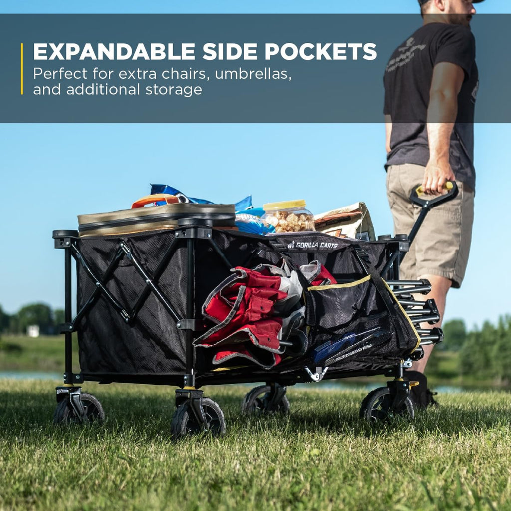 Collapsible Folding Outdoor Utility Wagon, 7 Cu Ft, Black U358968
