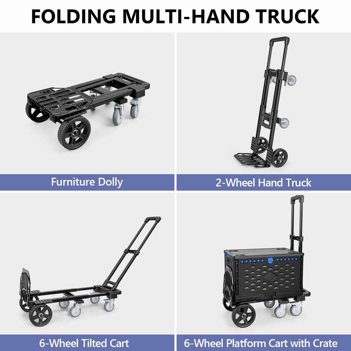 4-in-1 Convertible Dolly Cart with Crate S97736