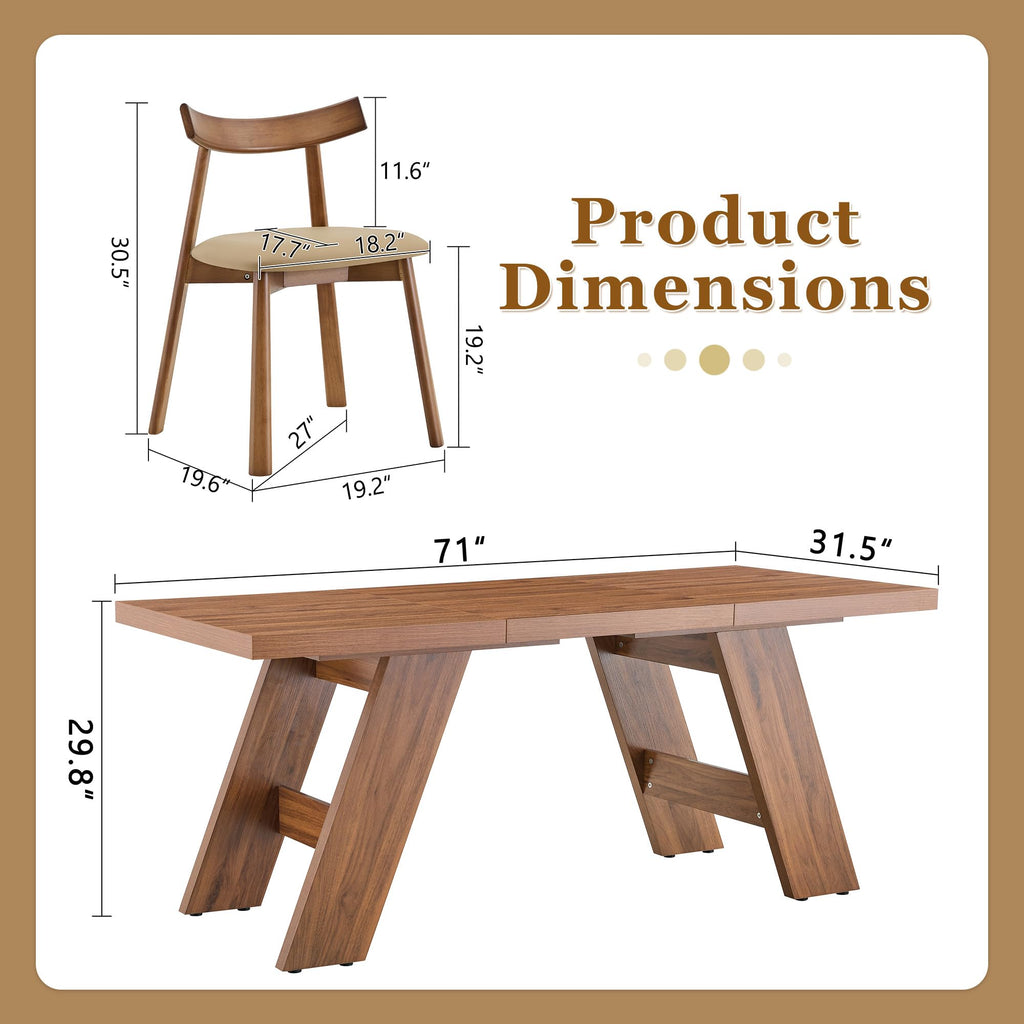 71'' Dining Table Set for 8 with Upholstered Chairs V7782