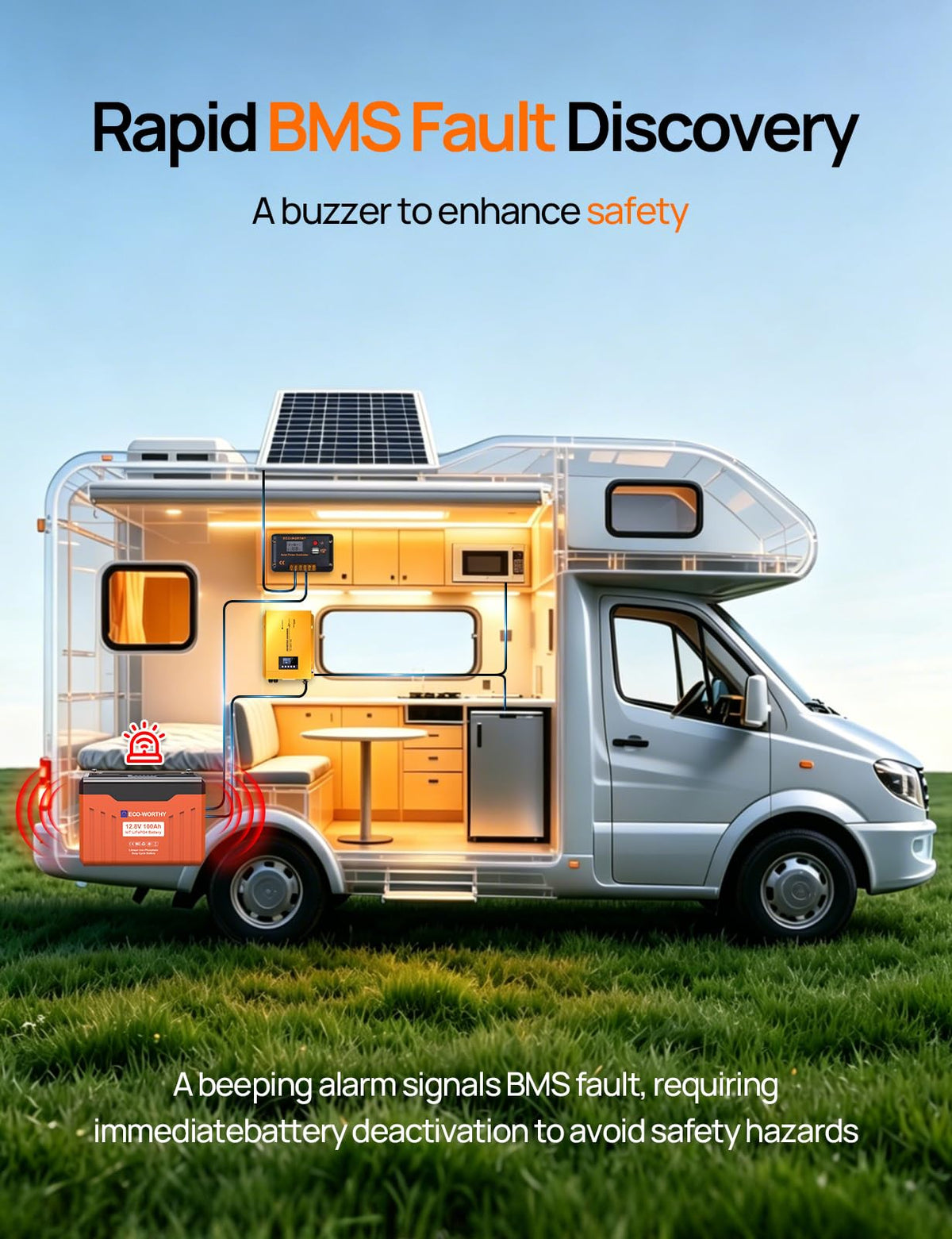 12V 100AH LiFePO4 Battery with SOC Display U98678