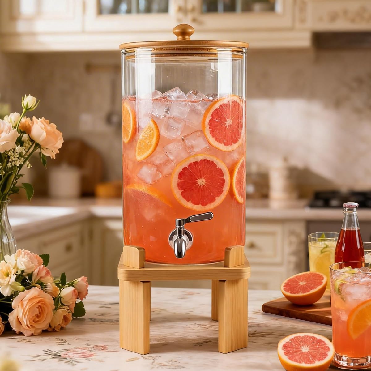 2.3 Gallon Glass Beverage Dispenser with Spigot E882762