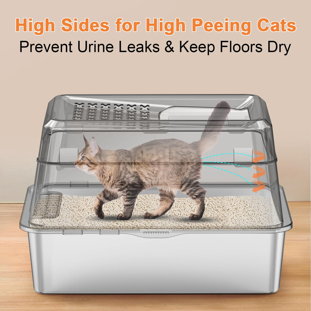 Extra Large Stainless Steel Litter Box with Lid O635