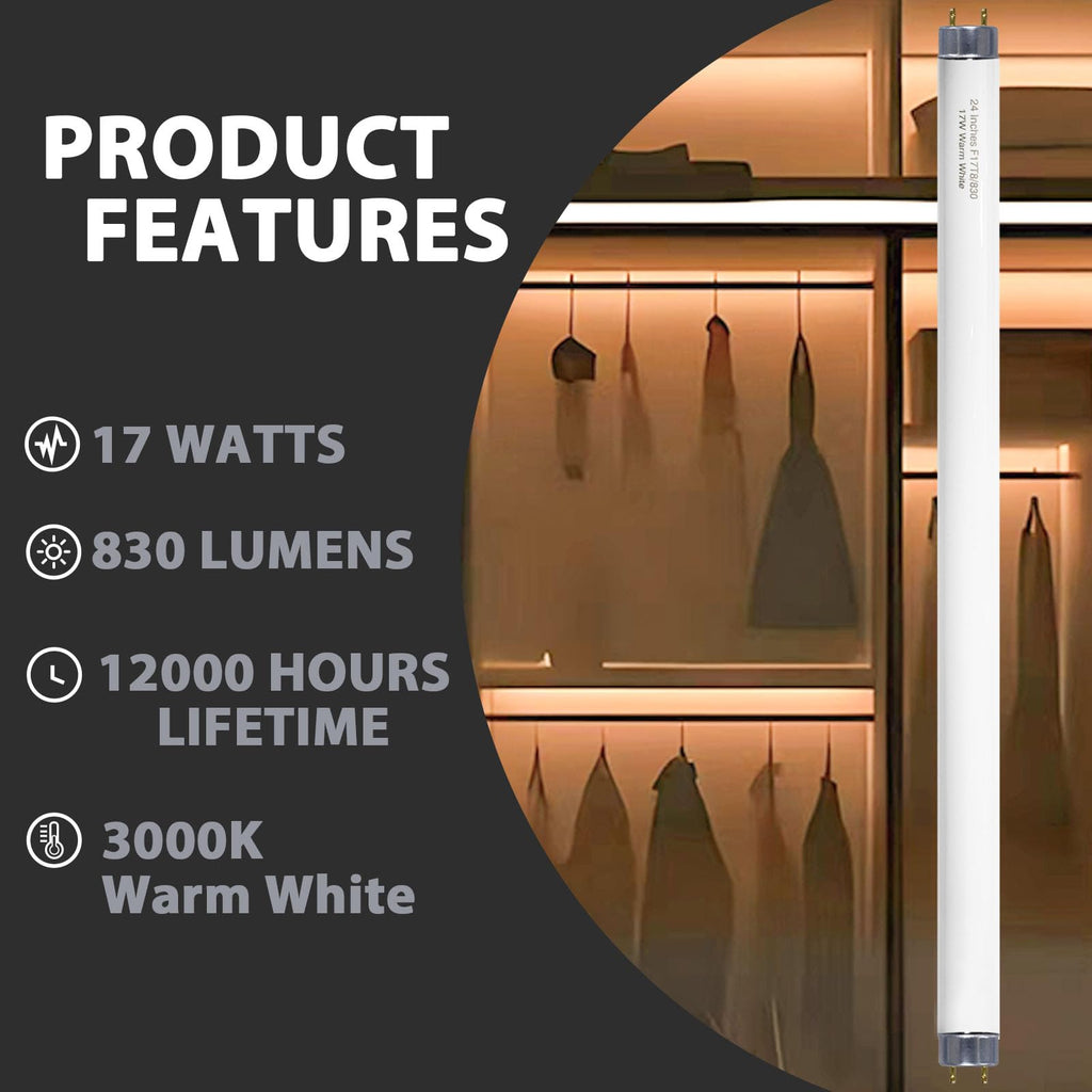 24 inch Warm White Fluorescent Tube Light 8 Pack P704798