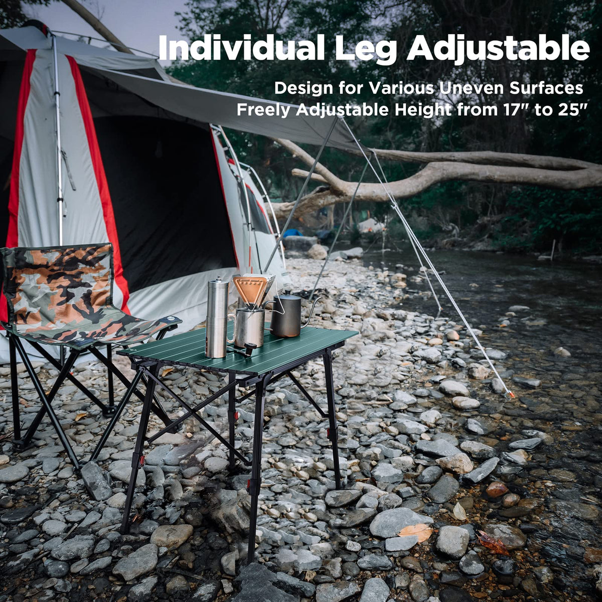 Portable Aluminum Camping Table with Adjustable Legs N54184